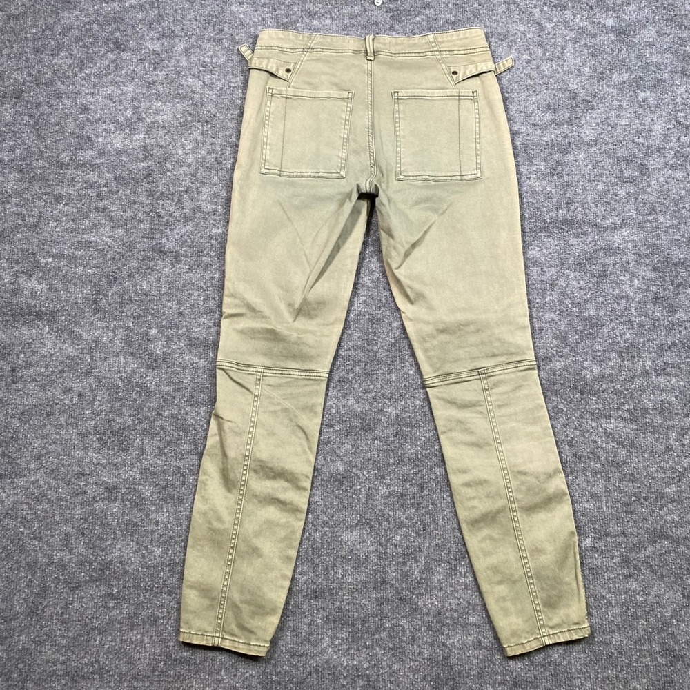 Anthropologie Olive Green Utility Skinny Pants Waist Cinch Tabs Size 28